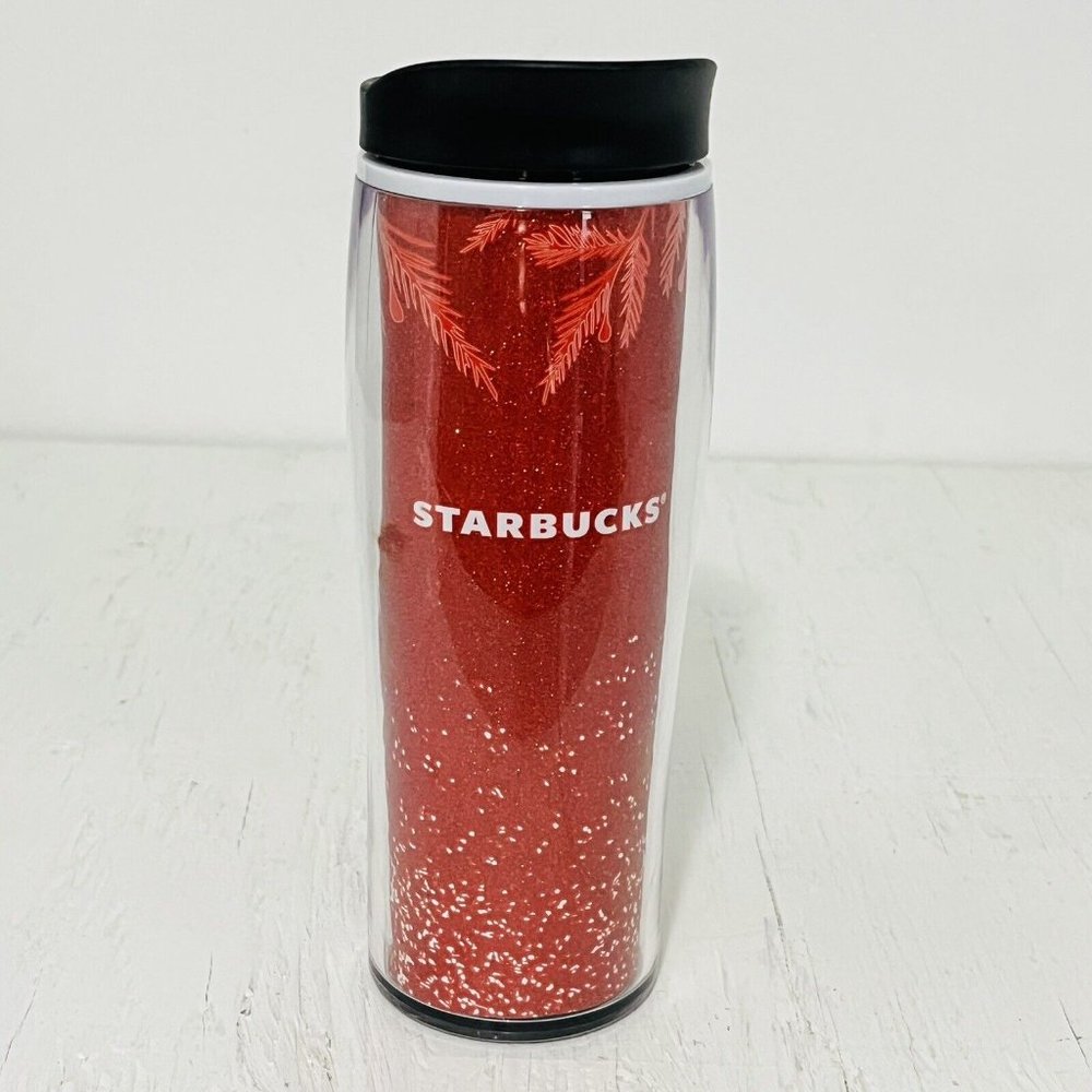 Starbucks 2020 Holiday Travel Cup Tumbler 16 oz Sparkle Glitter Red BPA Free